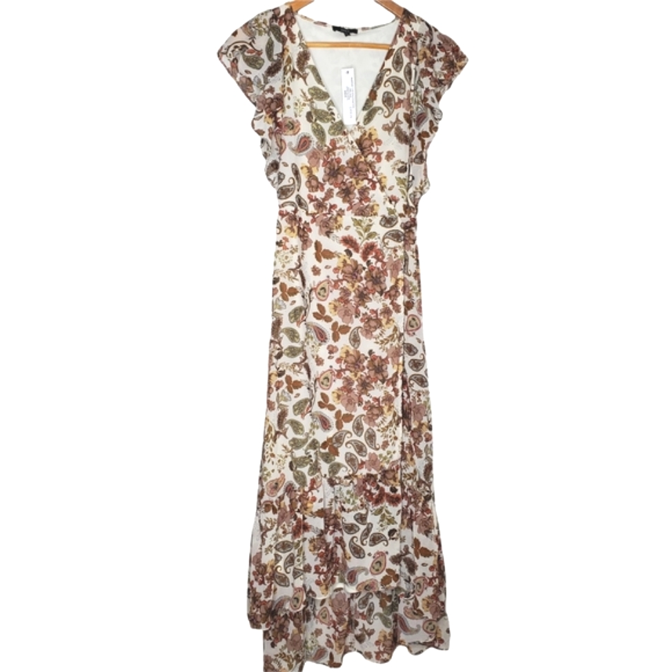 Drew Terra Vintage Garden Ruffle Maxi Dress Nwt Size S